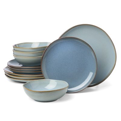 ONEIDA Organic Shades 12-Piece Dinnerware Set, Slate Blue