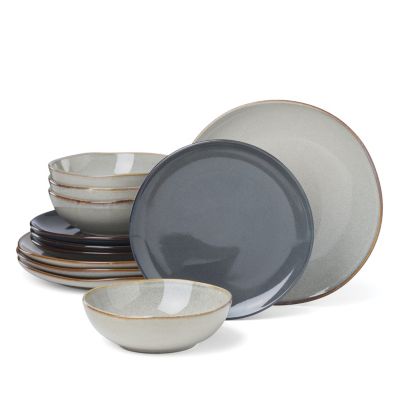 ONEIDA Organic Shades Gray 12 Piece Dinnerware Set, Grey