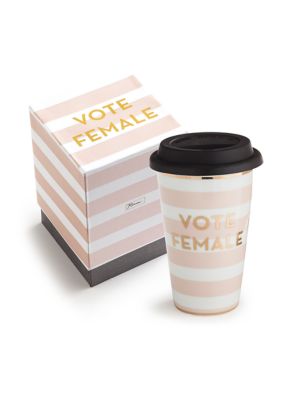 Vote Female Ceramic Travel Mug with Lid 