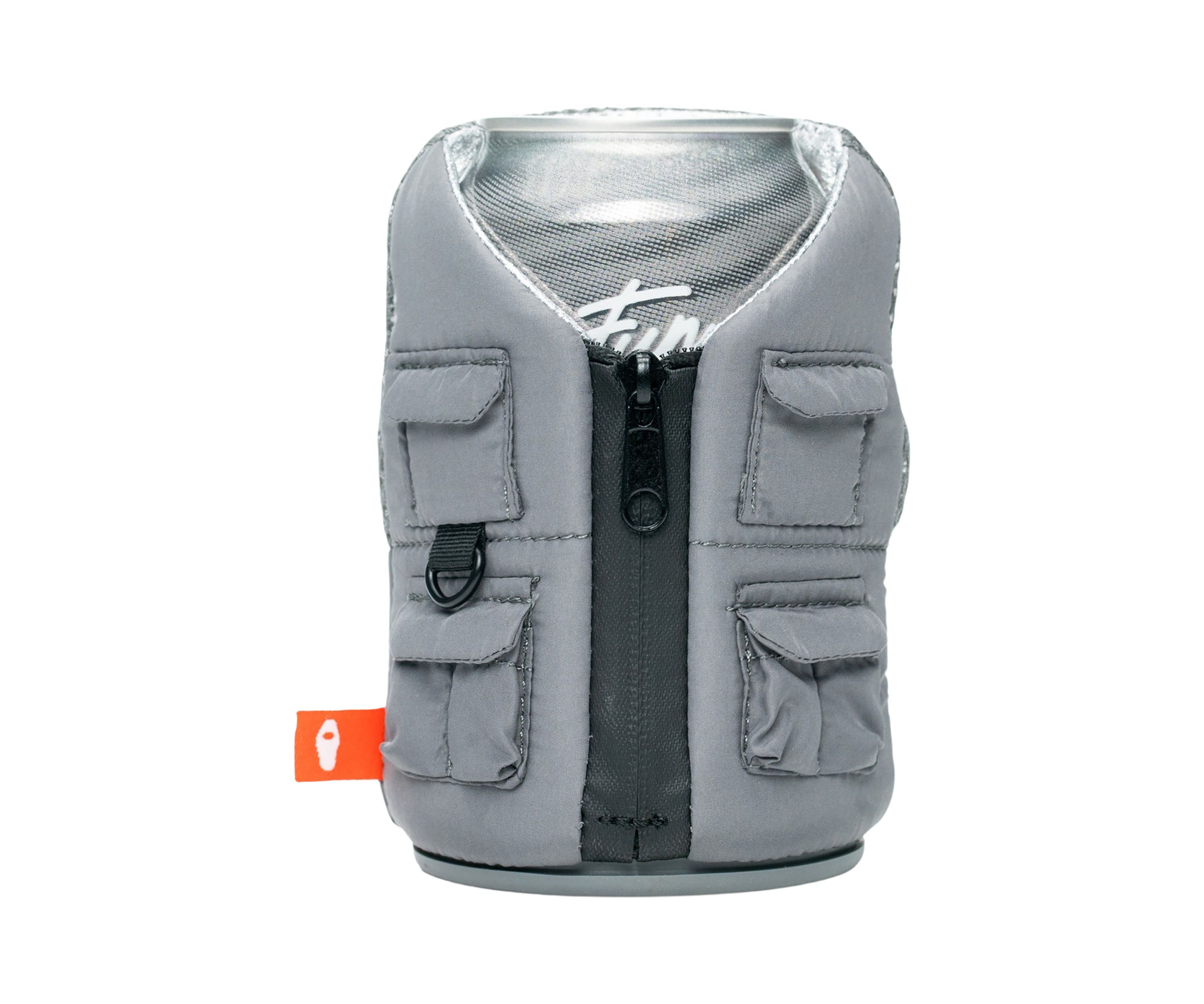 Gray Fishing Vest Can Koozie