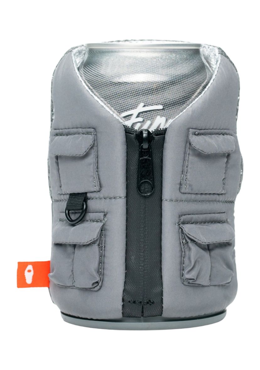 Gray Fishing Vest Can Koozie