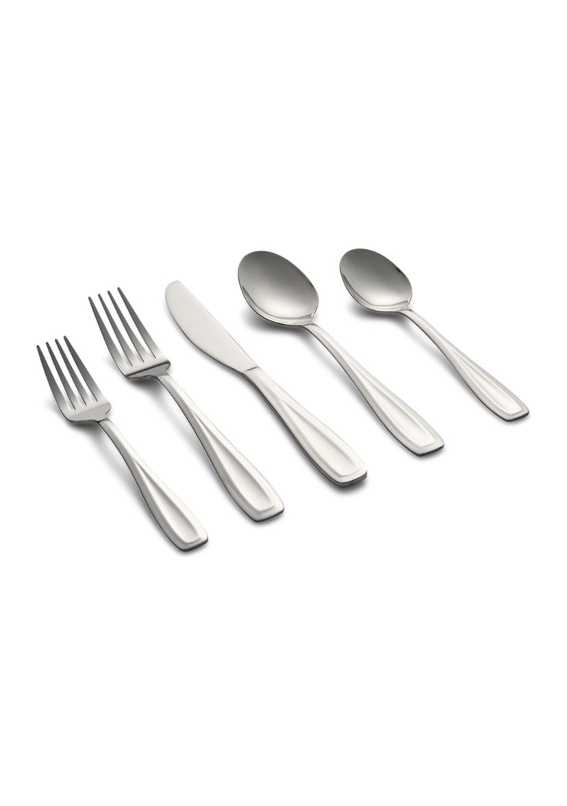 Waylen Mirror 40-Piece Flatware Set with Rustic Bronze Buffet - Service for 8