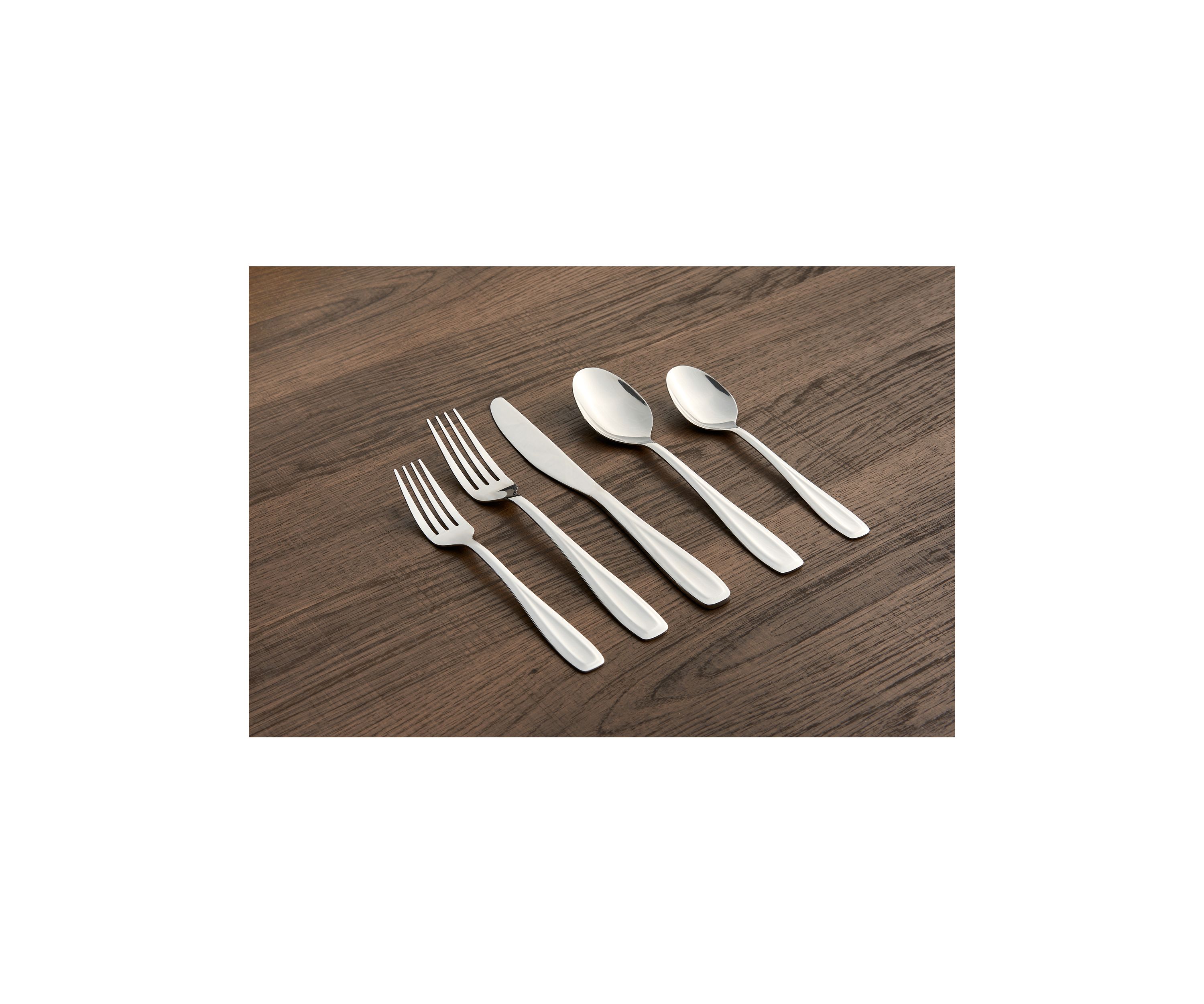 Waylen Mirror 40-Piece Flatware Set with Rustic Bronze Buffet - Service for 8