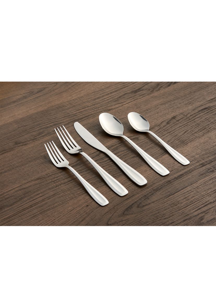Waylen Mirror 40-Piece Flatware Set with Rustic Bronze Buffet - Service for 8