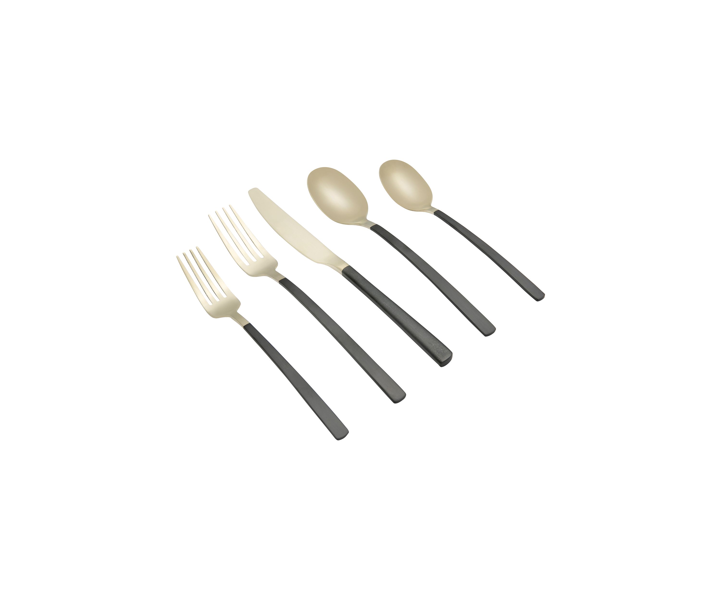Beacon Black and Champagne Satin 20-Piece Flatware Set - Service for 4