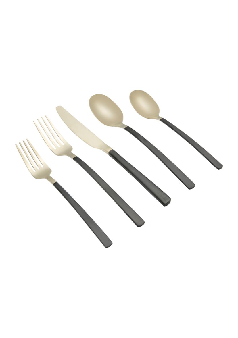 Beacon Black and Champagne Satin 20-Piece Flatware Set - Service for 4
