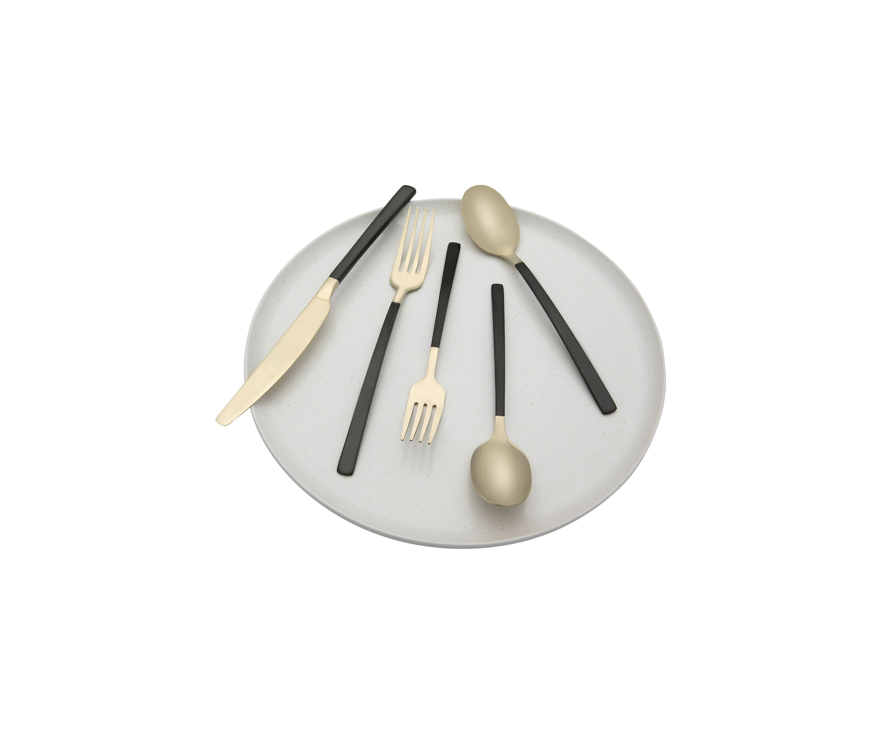 Beacon Black and Champagne Satin 20-Piece Flatware Set - Service for 4