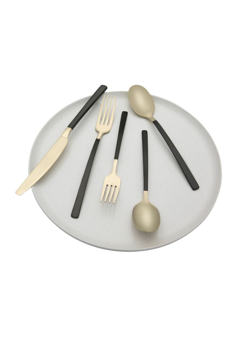 Beacon Black and Champagne Satin 20-Piece Flatware Set - Service for 4