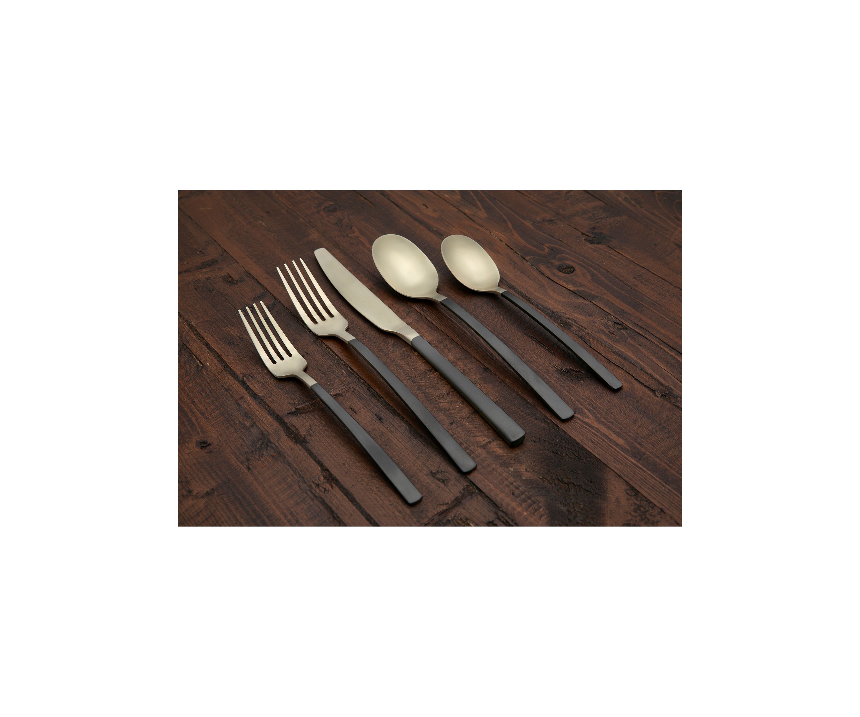Beacon Black and Champagne Satin 20-Piece Flatware Set - Service for 4