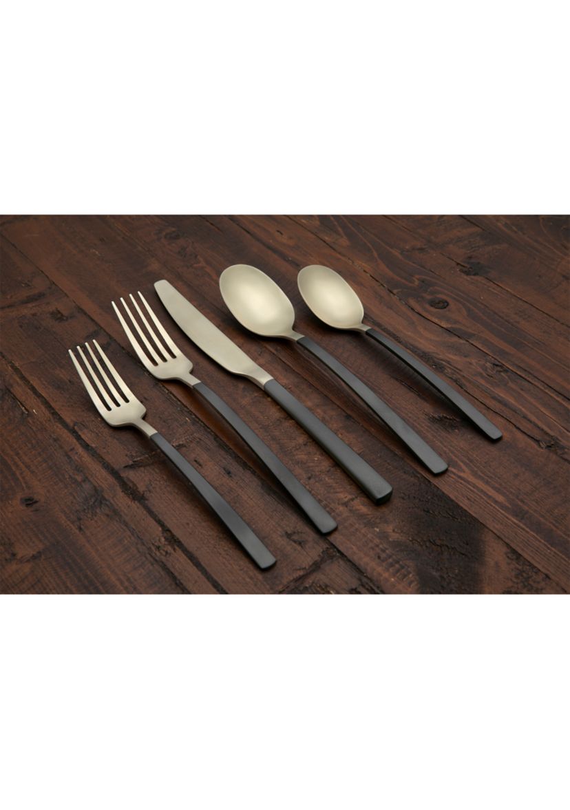 Beacon Black and Champagne Satin 20-Piece Flatware Set - Service for 4