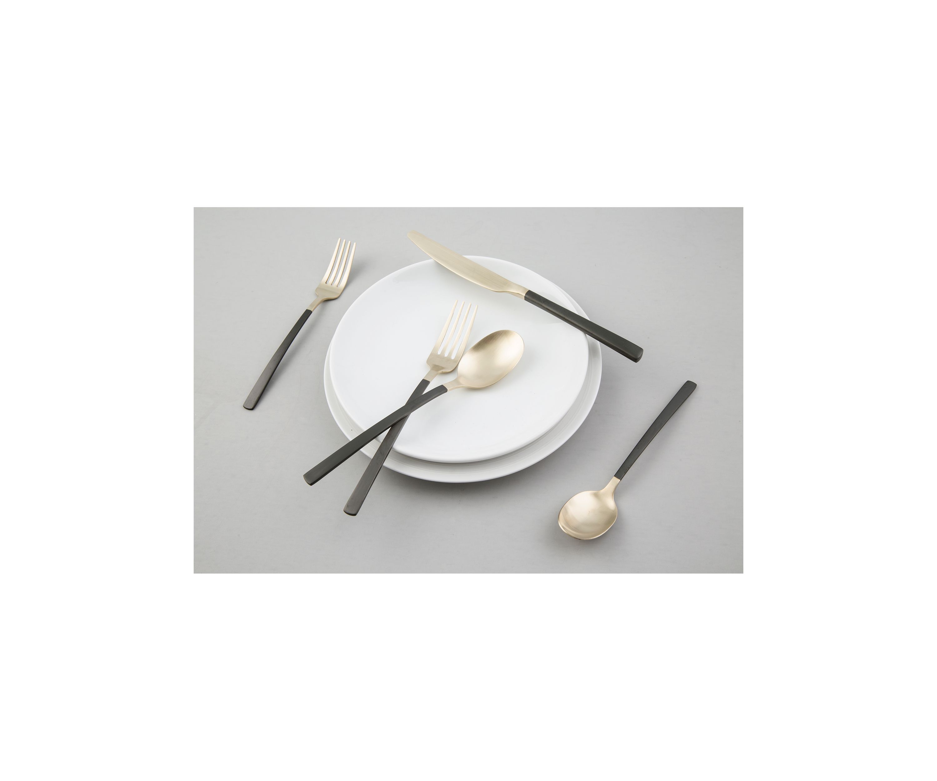 Beacon Black and Champagne Satin 20-Piece Flatware Set - Service for 4