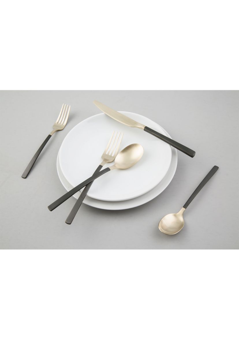 Beacon Black and Champagne Satin 20-Piece Flatware Set - Service for 4