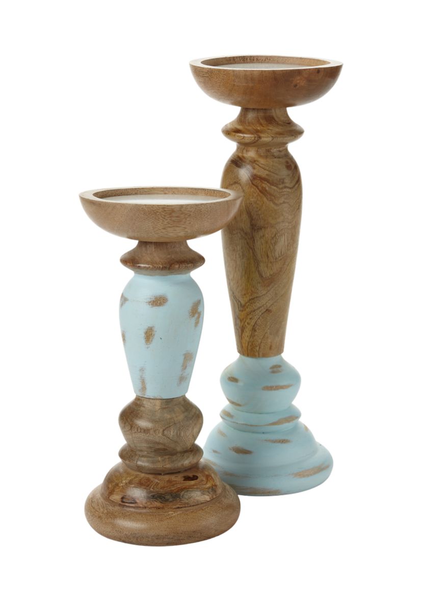 Large Wood Candle Holder 