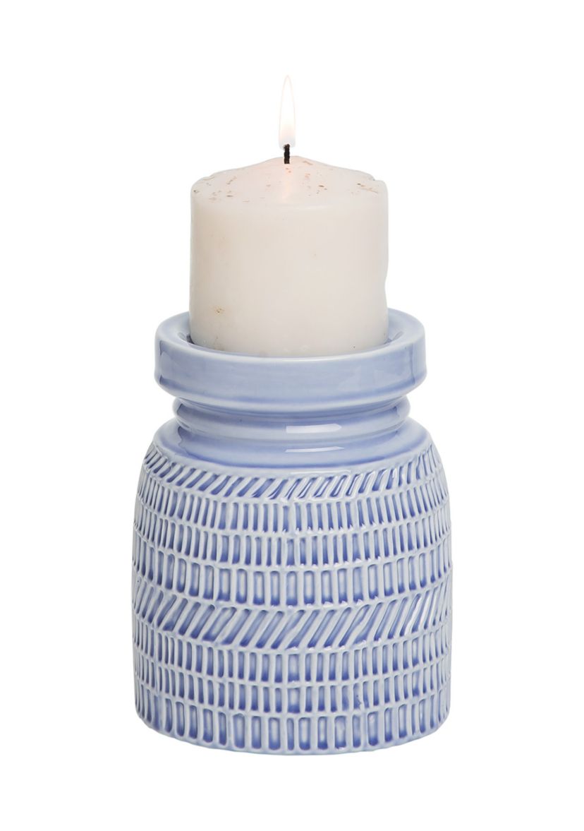 Small Blue Text Candle Holder