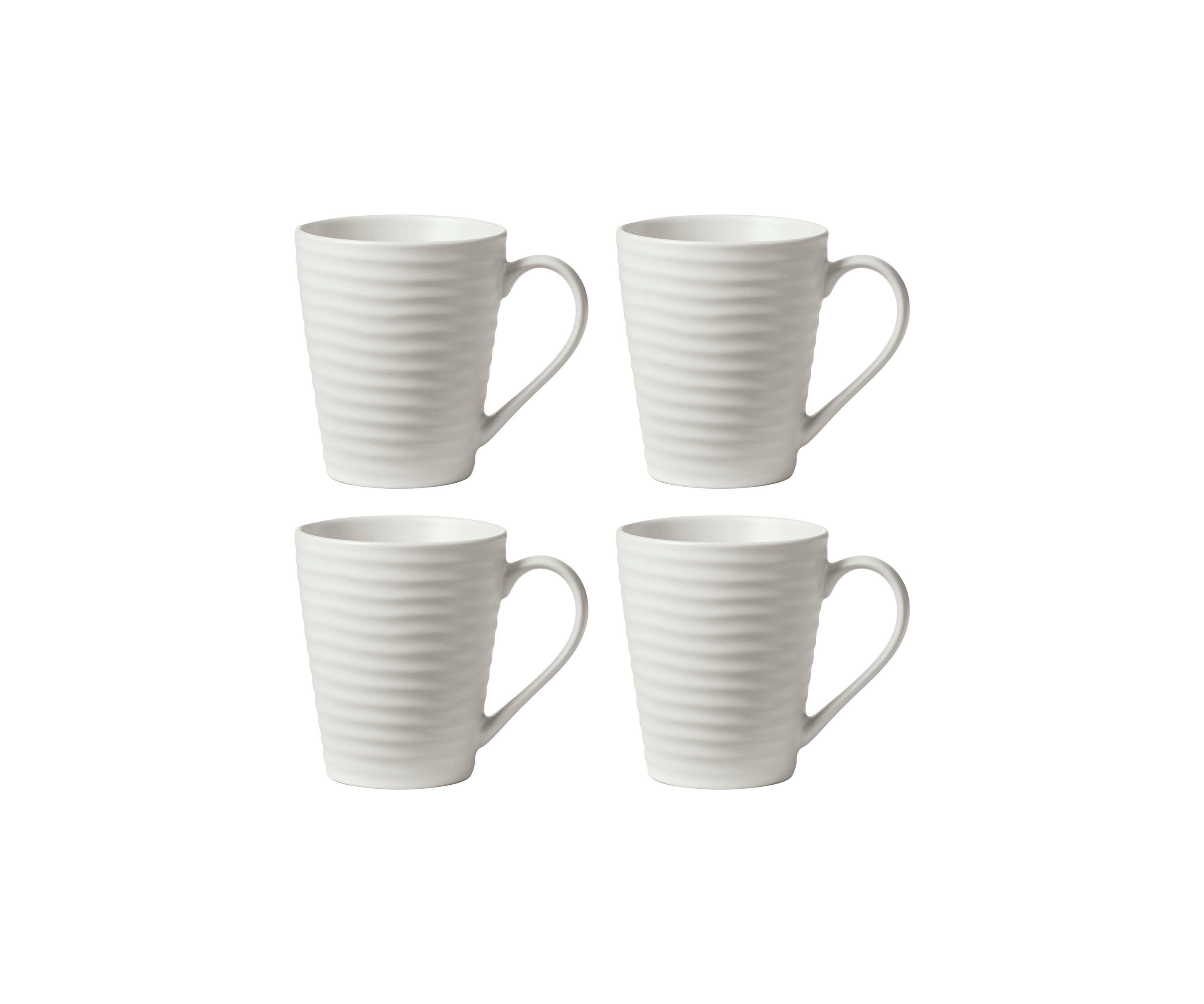 Ridge White Mugs - Set of 4