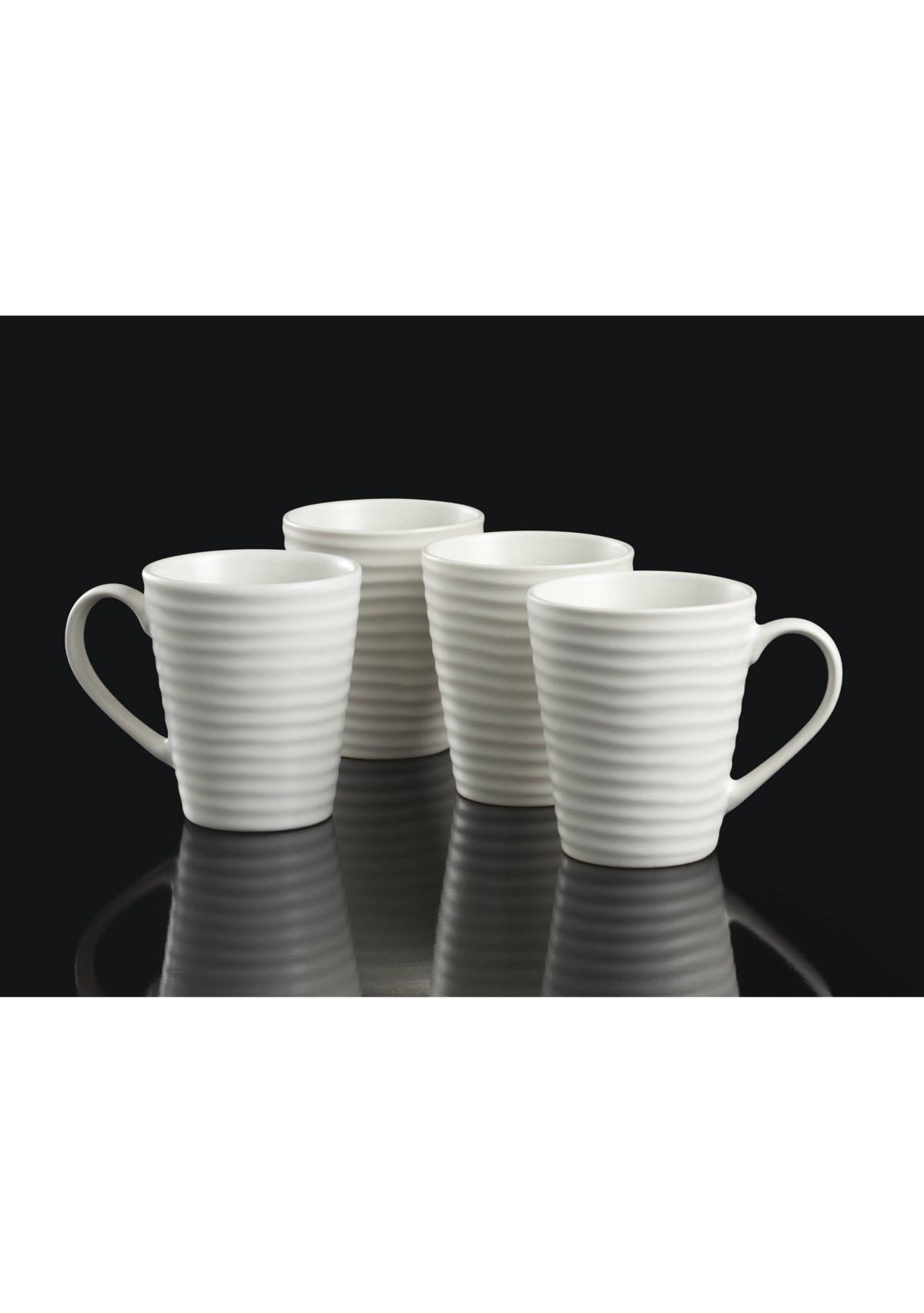 Ridge White Mugs - Set of 4