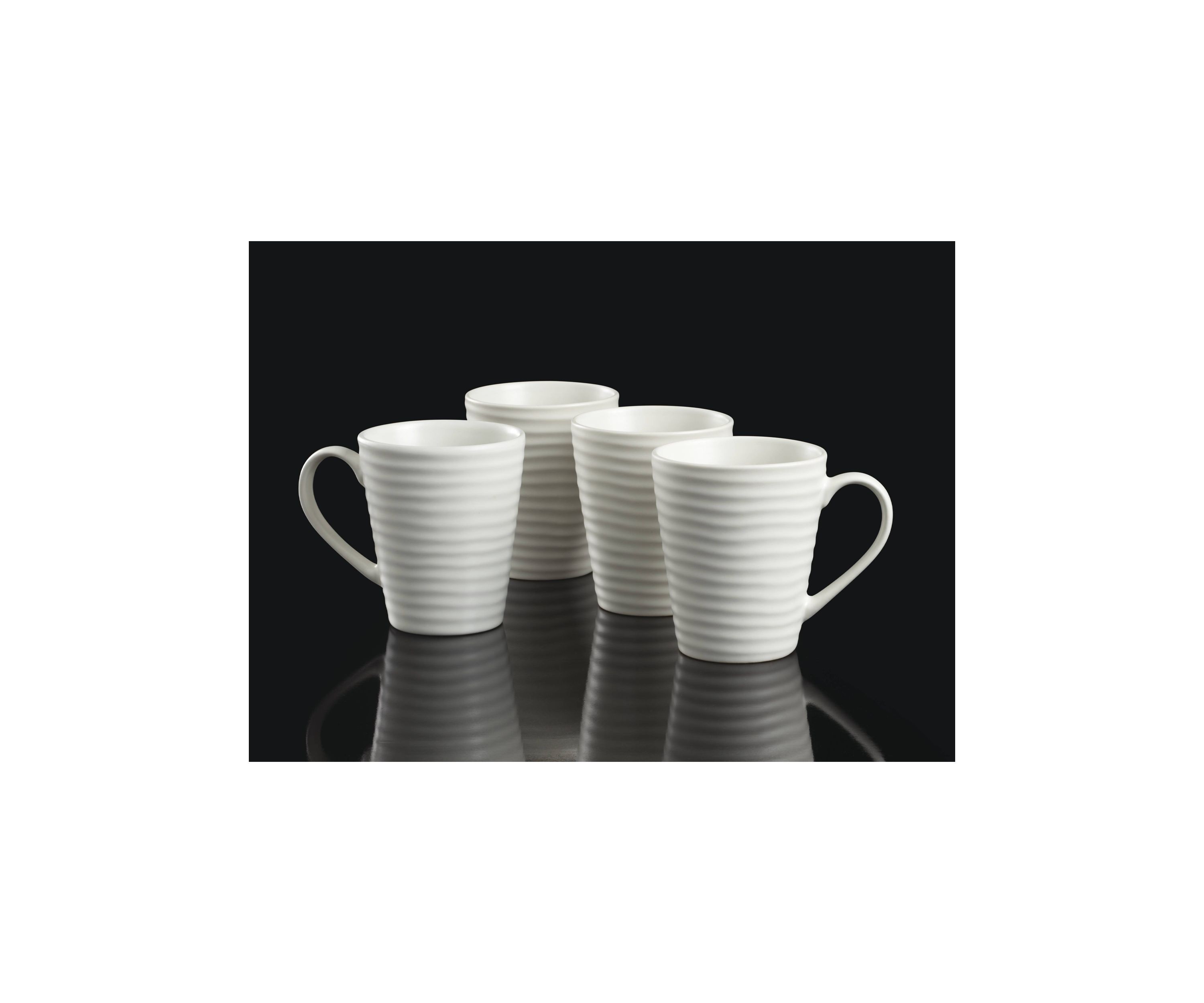 Ridge White Mugs - Set of 4