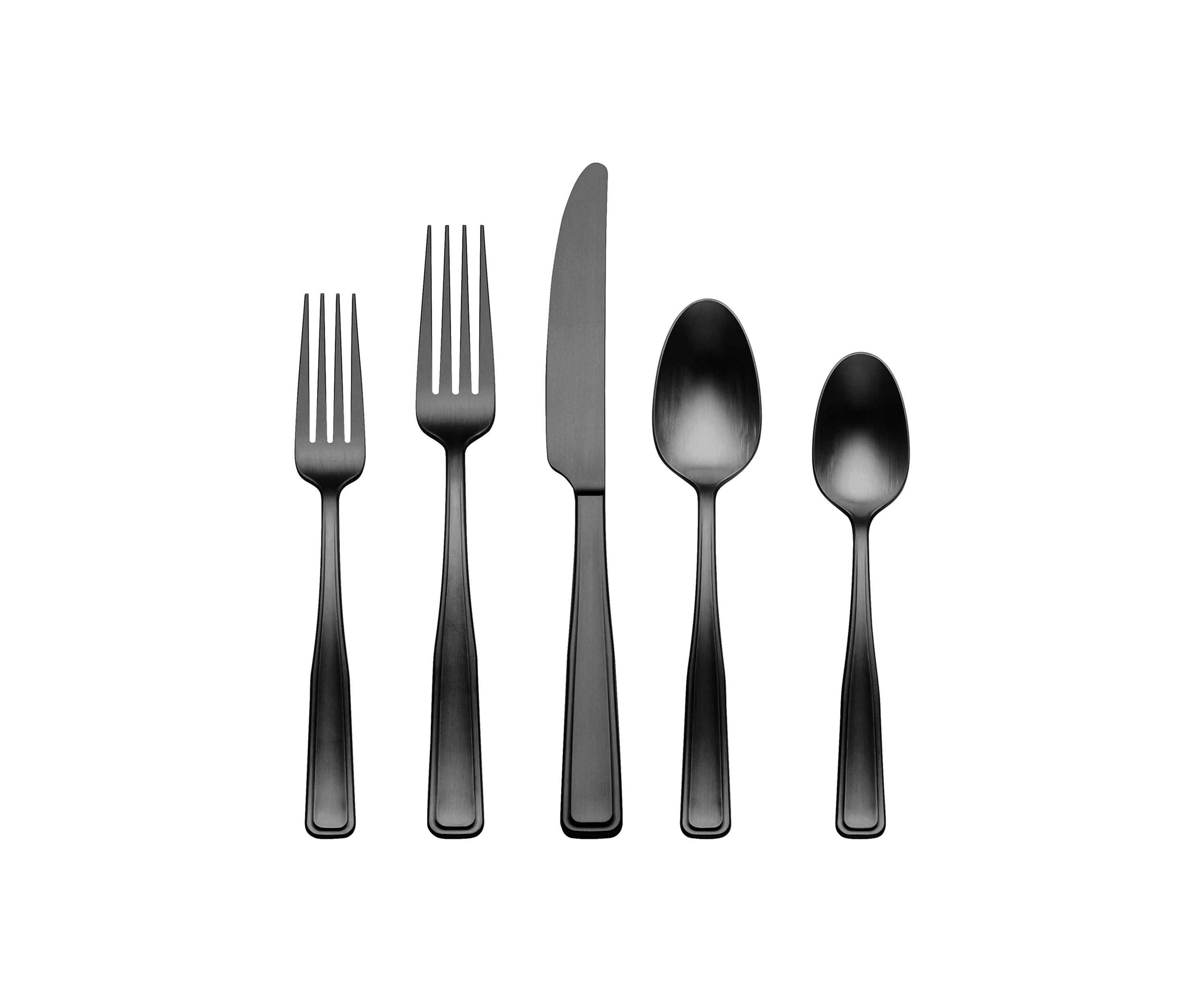 Reid Vintage Black Tumbled 20 Piece Flatware Set