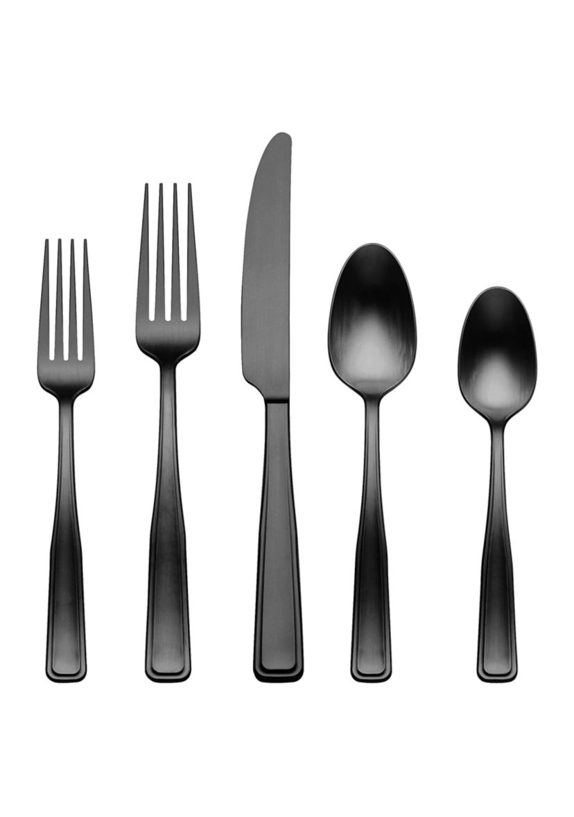 Reid Vintage Black Tumbled 20 Piece Flatware Set