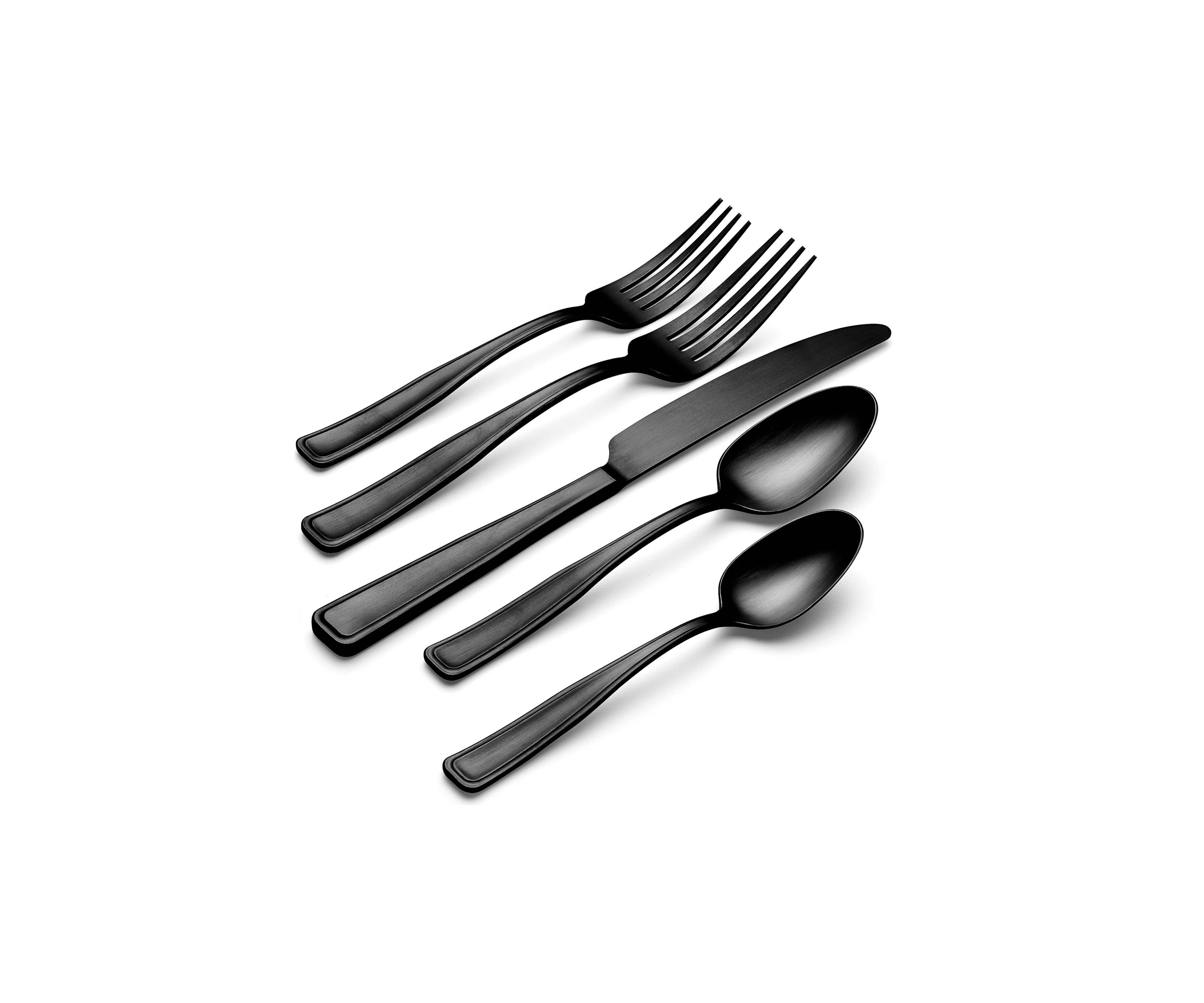 Reid Vintage Black Tumbled 20 Piece Flatware Set