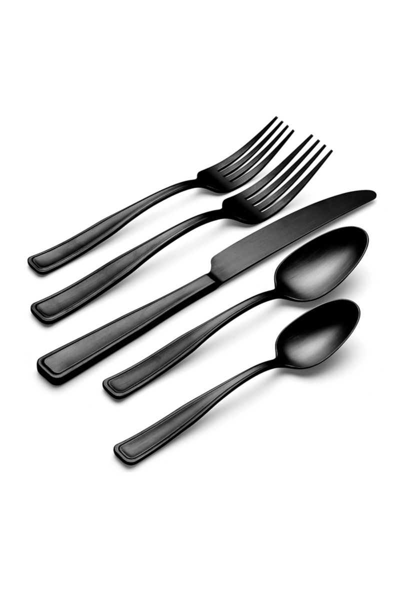 Reid Vintage Black Tumbled 20 Piece Flatware Set