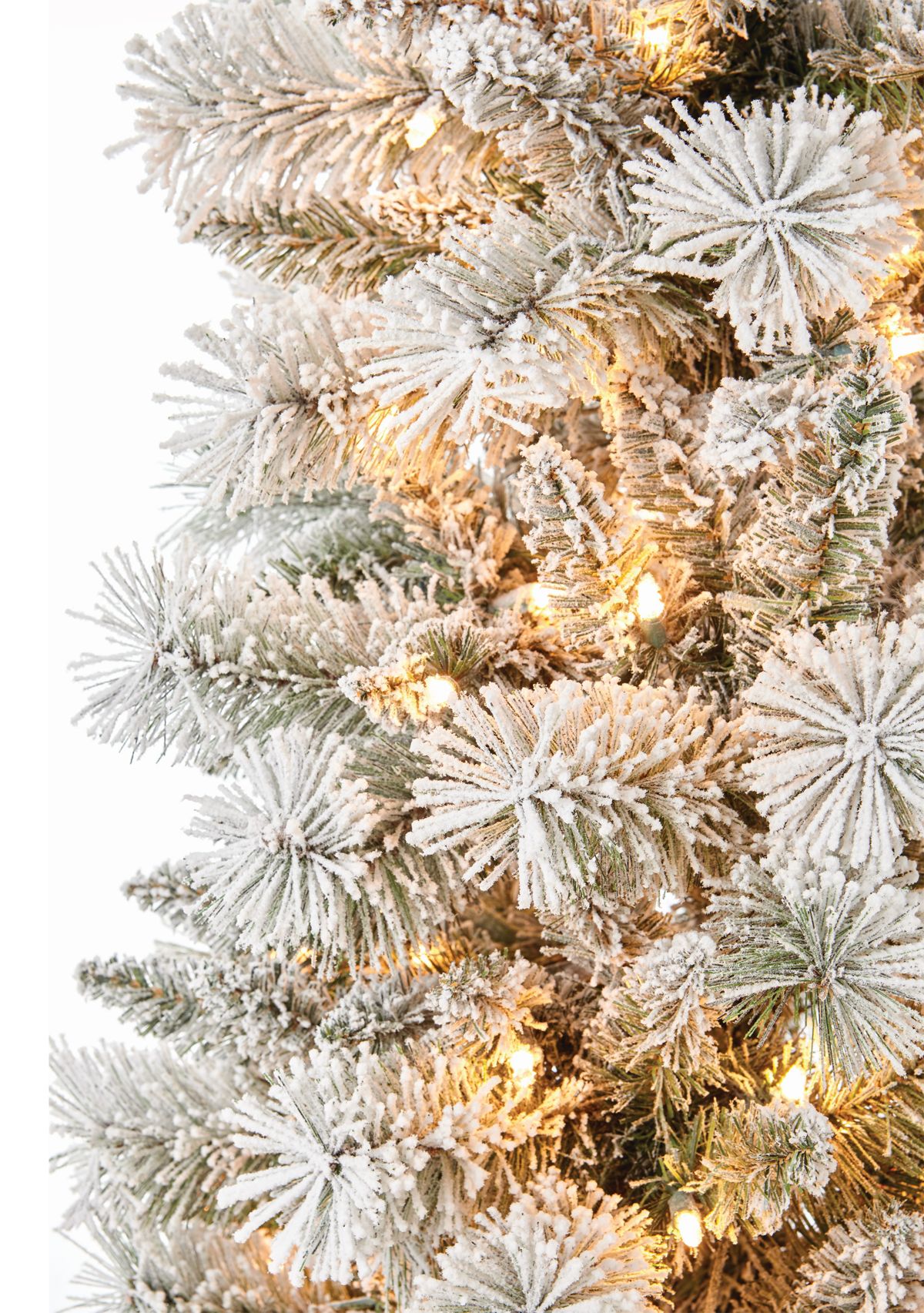 7.5 Foot Pre Lit Flocked Pencil Christmas Tree