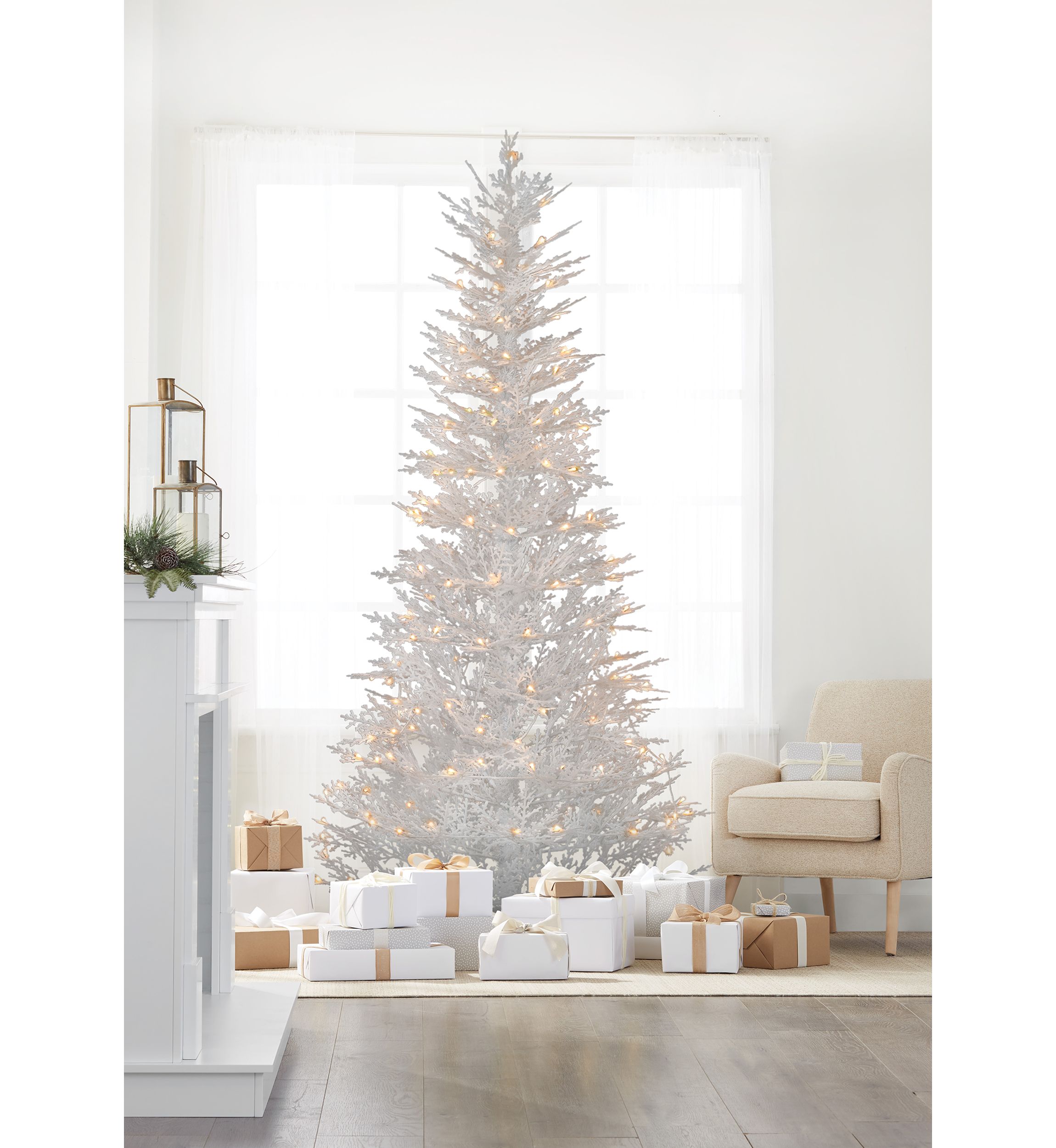 7.5 Foot Pre Lit Coral Christmas Tree 