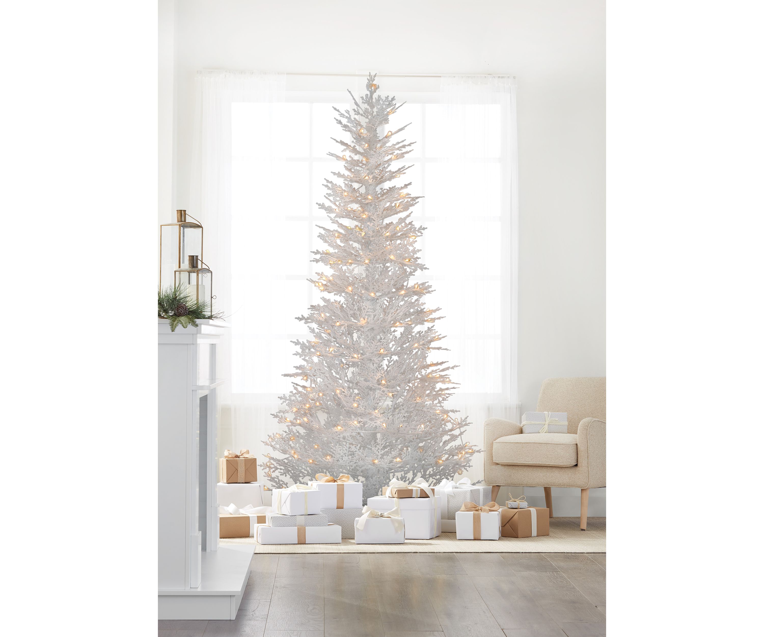 7.5 Foot Pre Lit Coral Christmas Tree 
