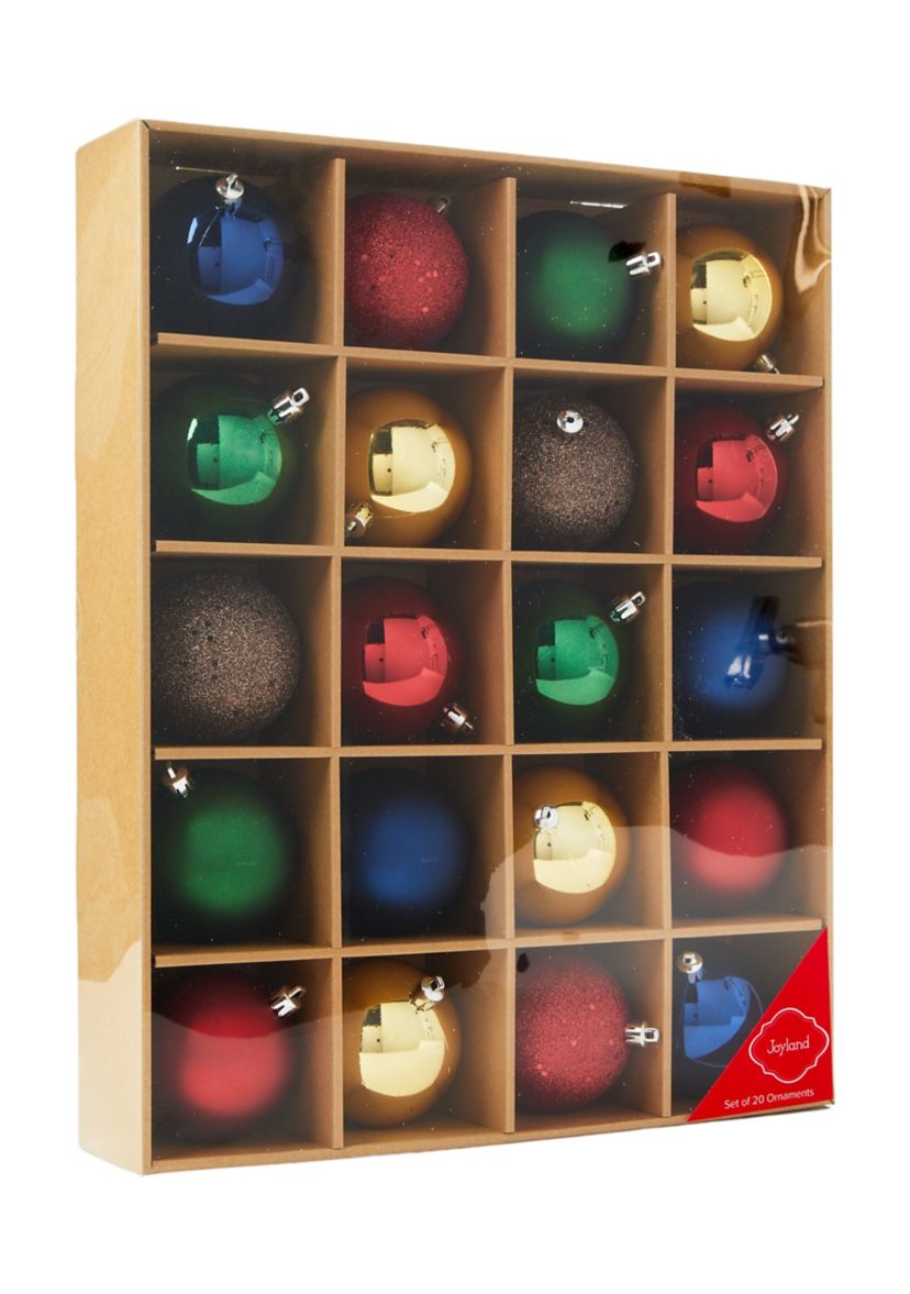 20 Piece Red Green Gold Ornament Set