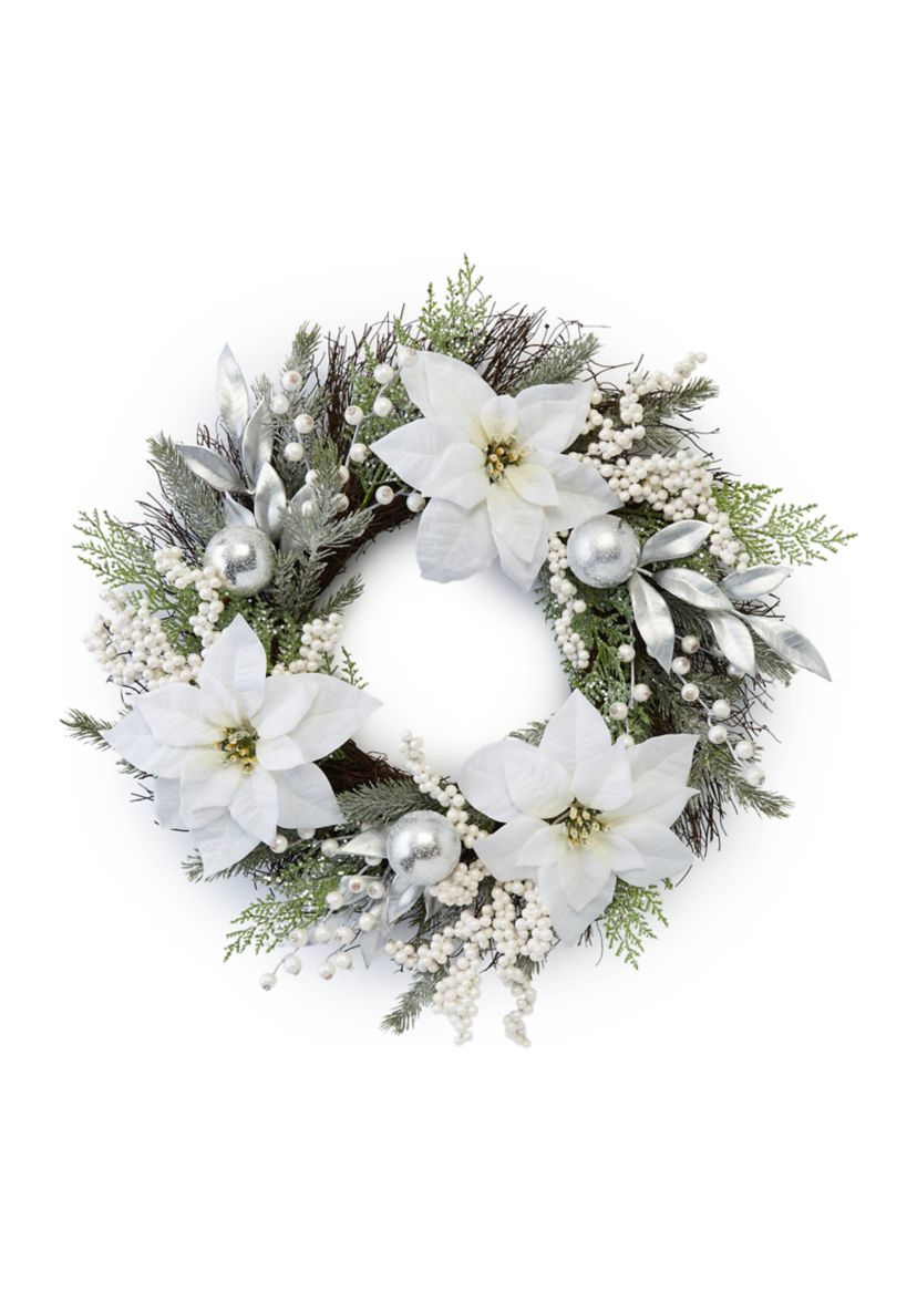 White Poinsettia Wreath