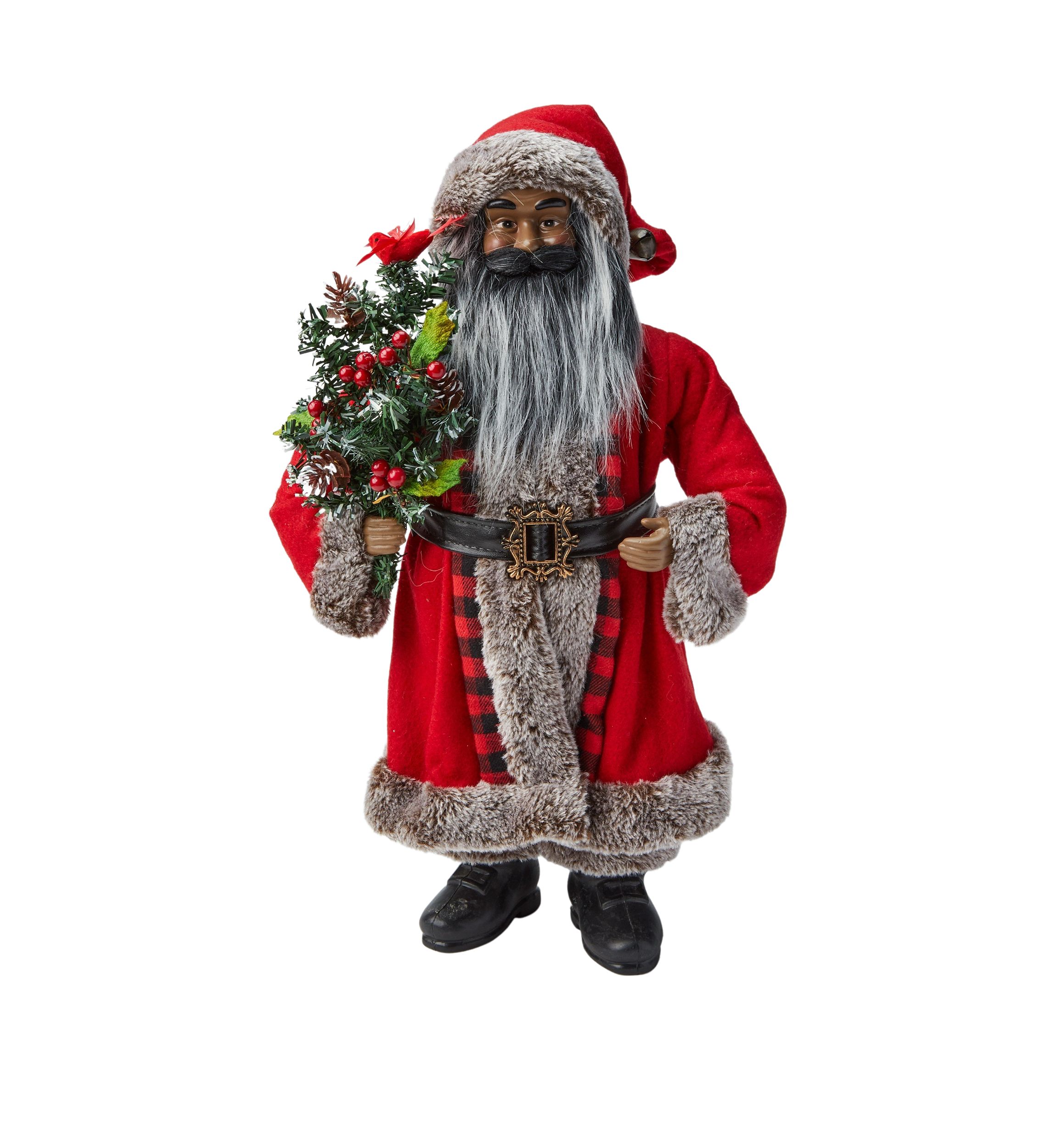 African American Cardinal Santa Figurine