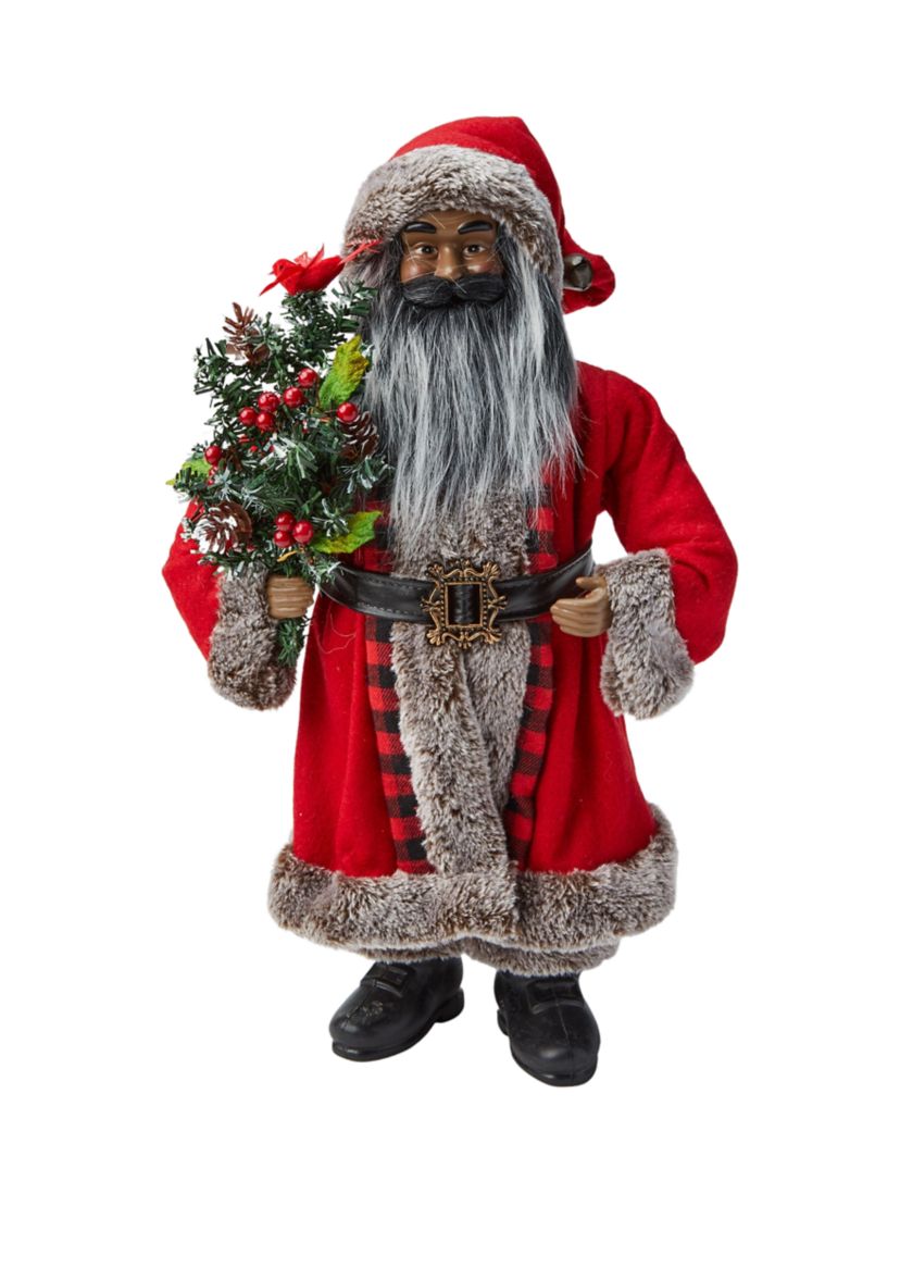 African American Cardinal Santa Figurine