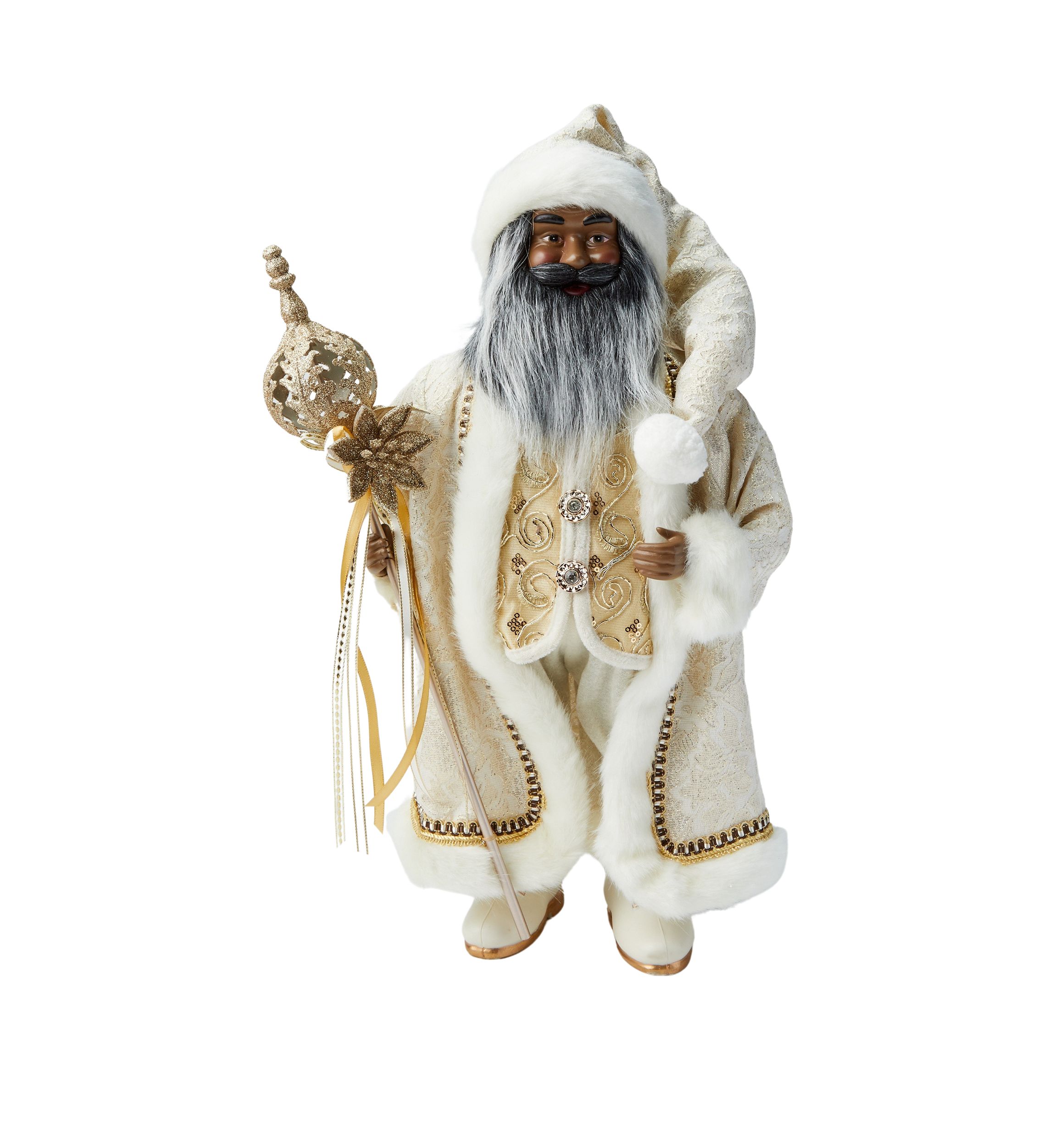 African American Gold Santa Figurine