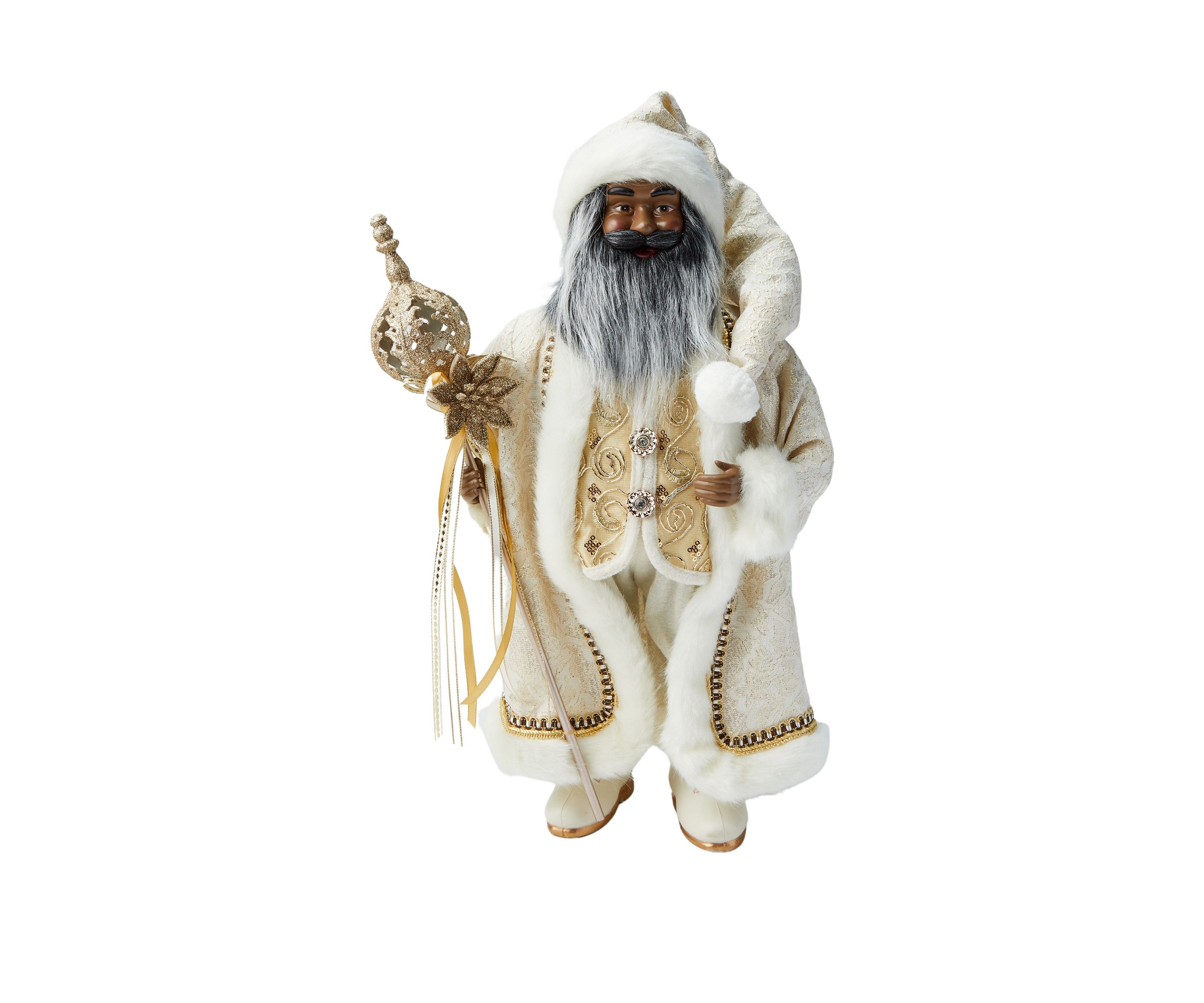 African American Gold Santa Figurine