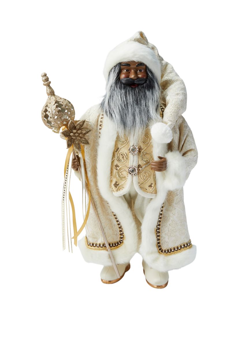 African American Gold Santa Figurine