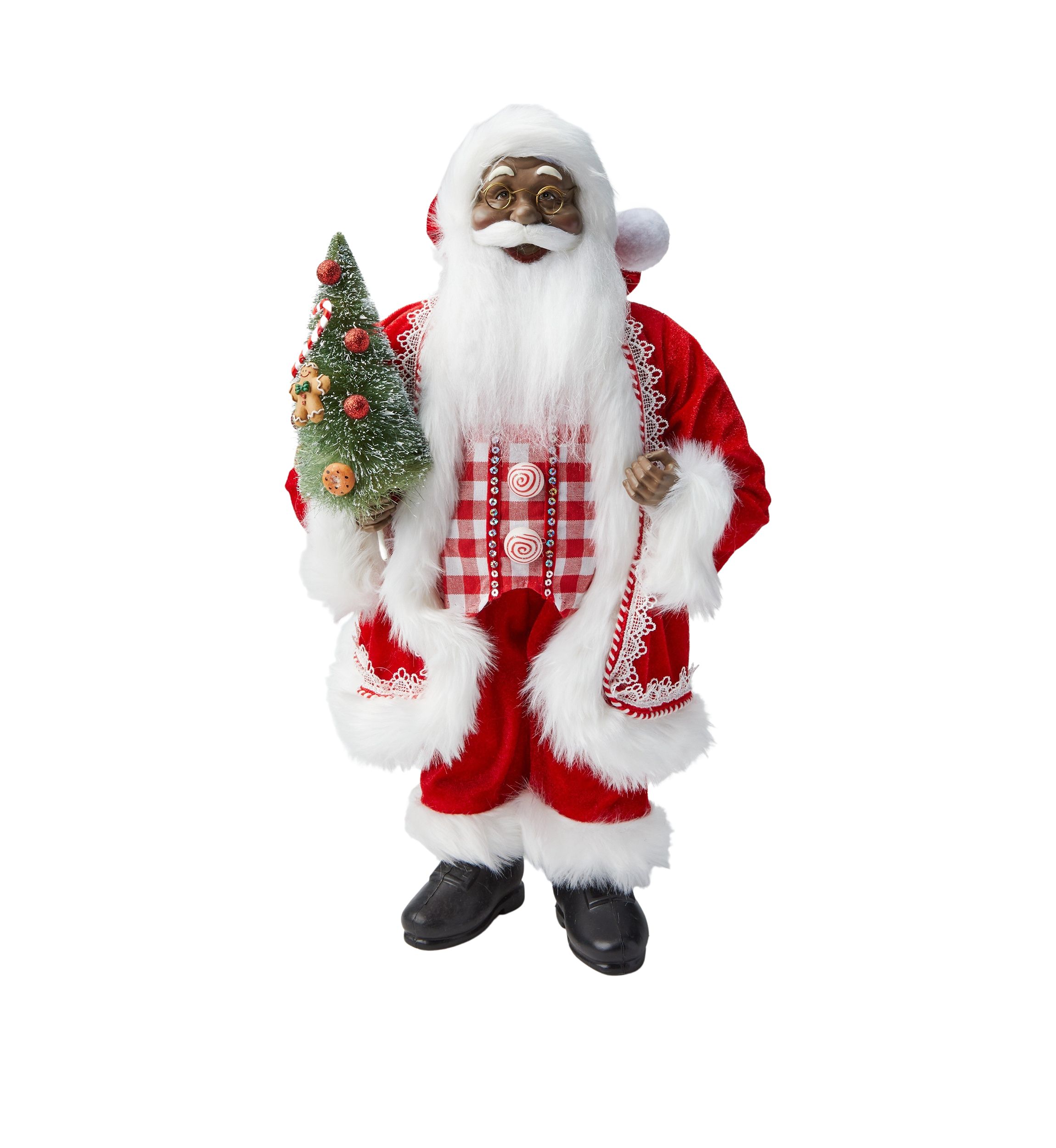 African American Candy Tree Santa Figurine