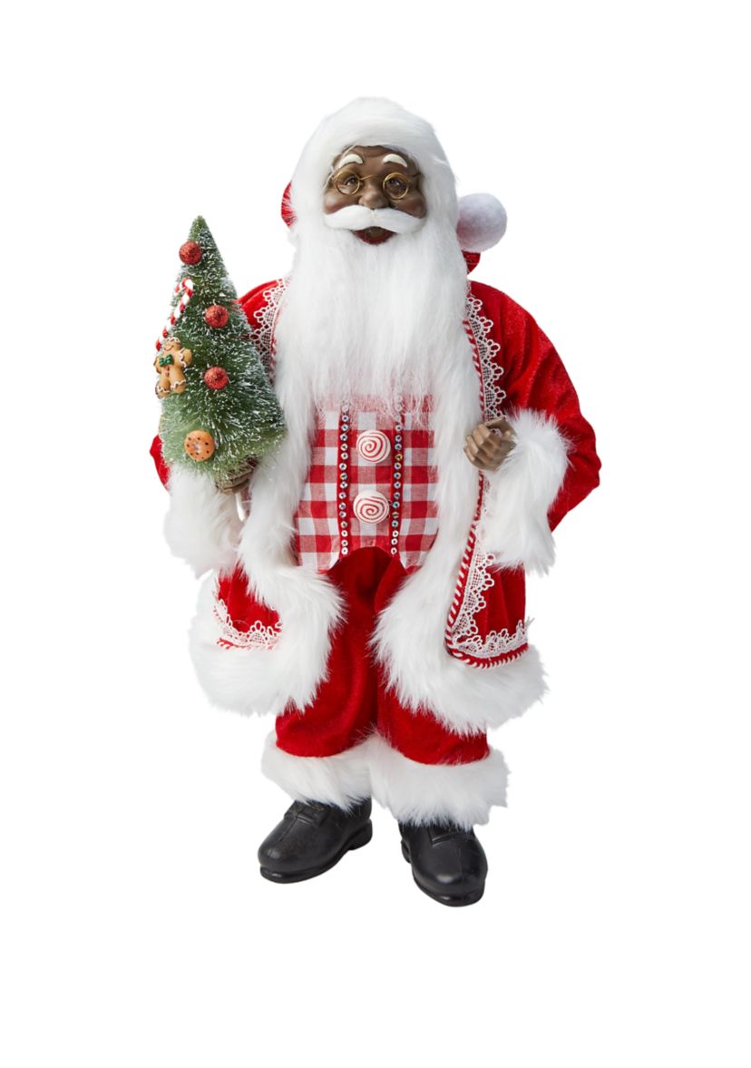 African American Candy Tree Santa Figurine