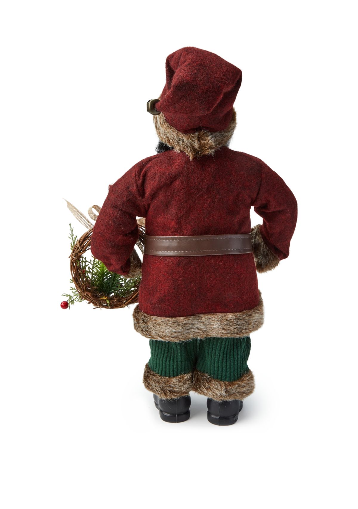 African American Wreath Santa Figurine