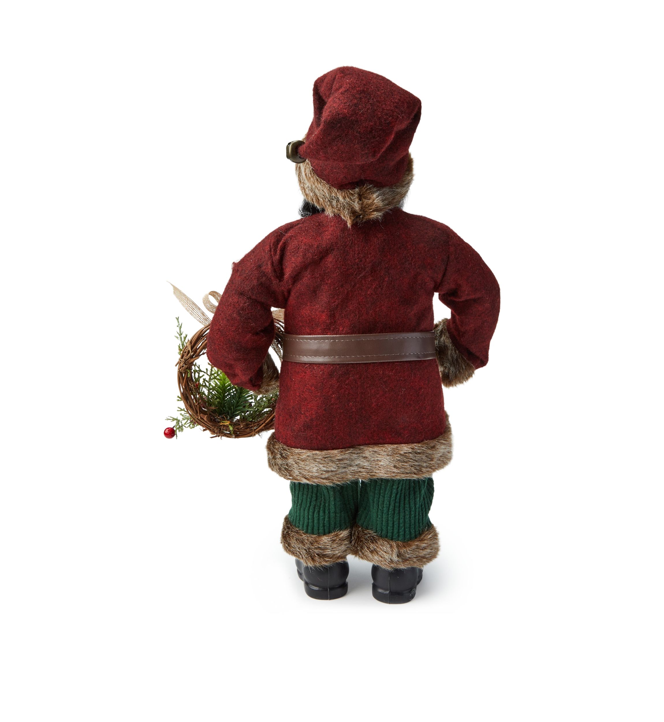 African American Wreath Santa Figurine