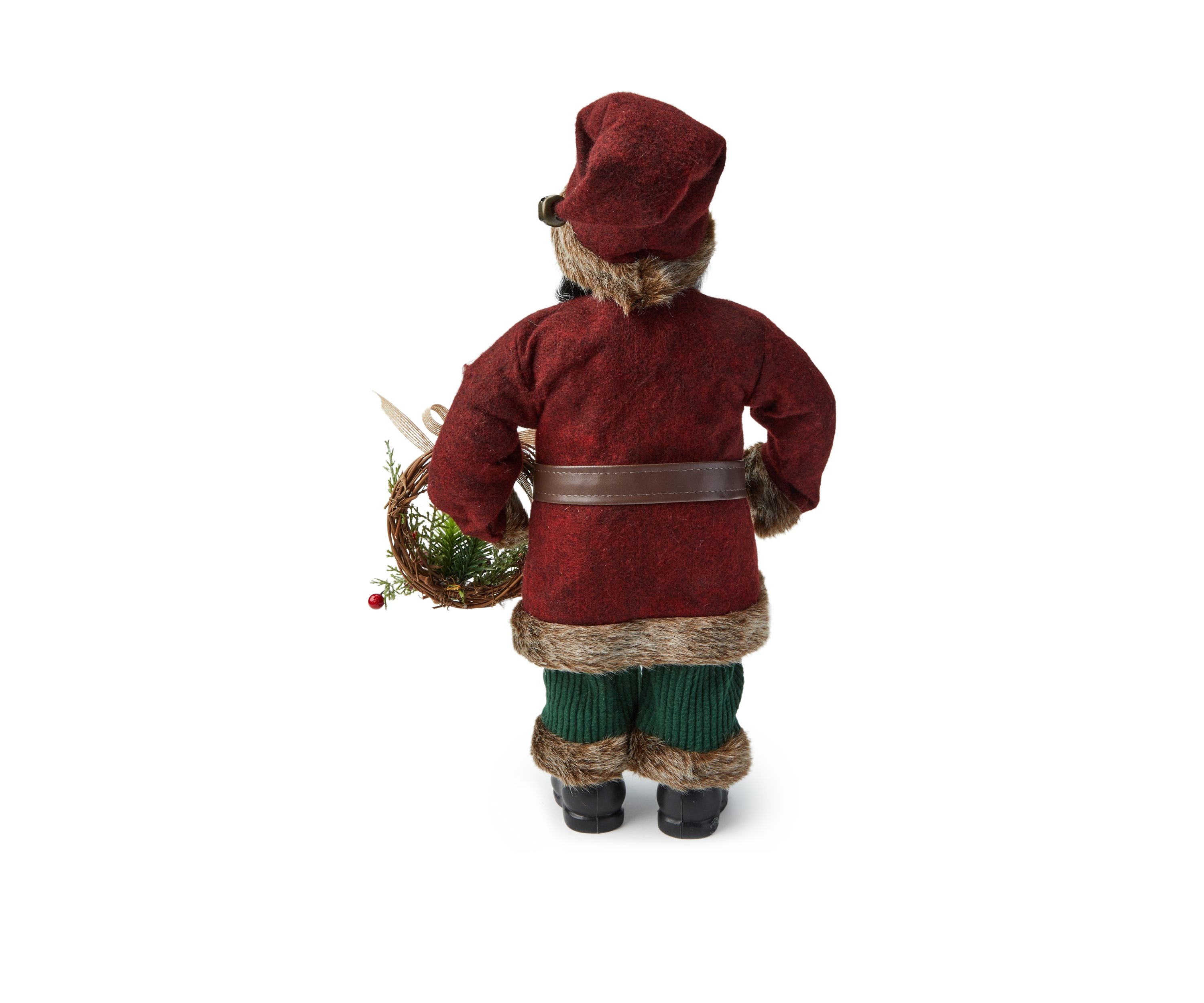 African American Wreath Santa Figurine
