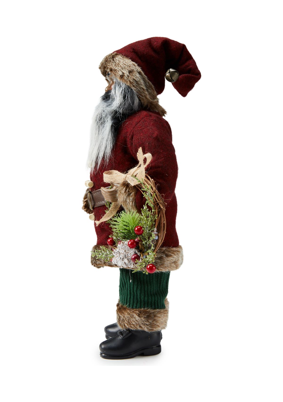 African American Wreath Santa Figurine