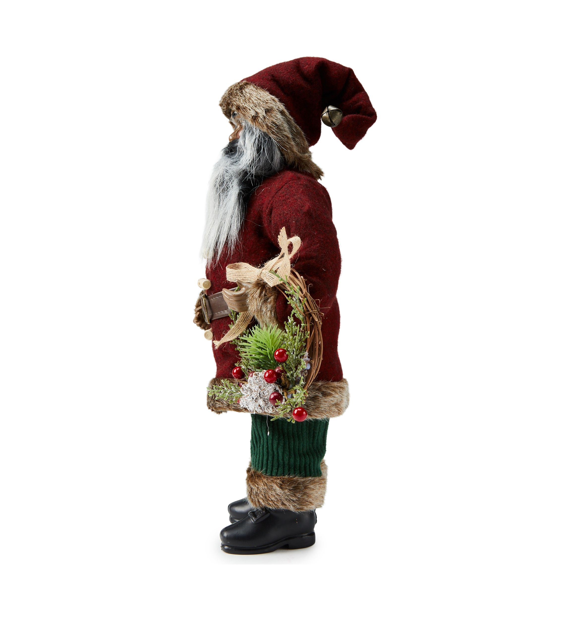 African American Wreath Santa Figurine