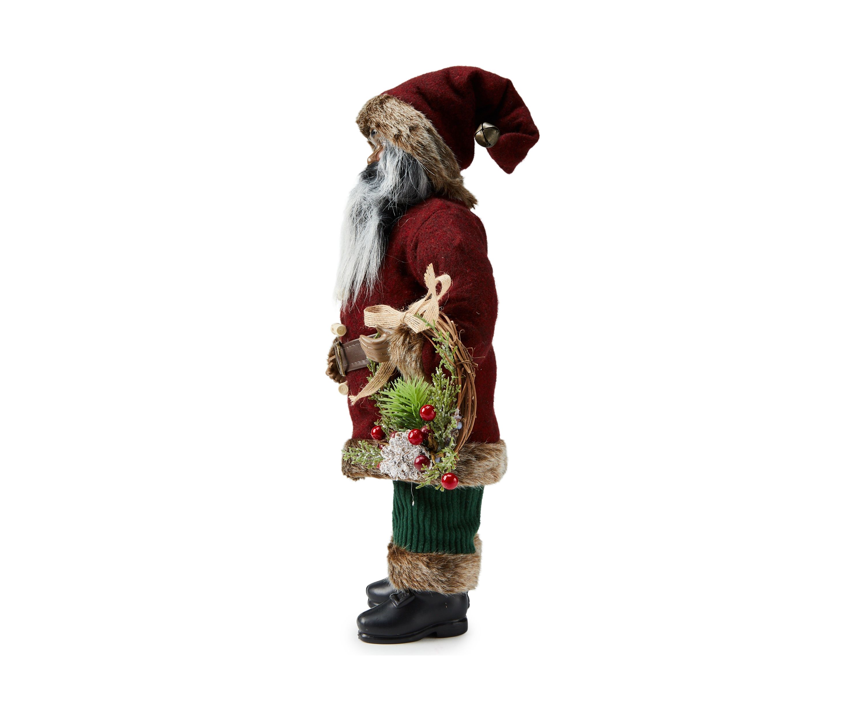 African American Wreath Santa Figurine