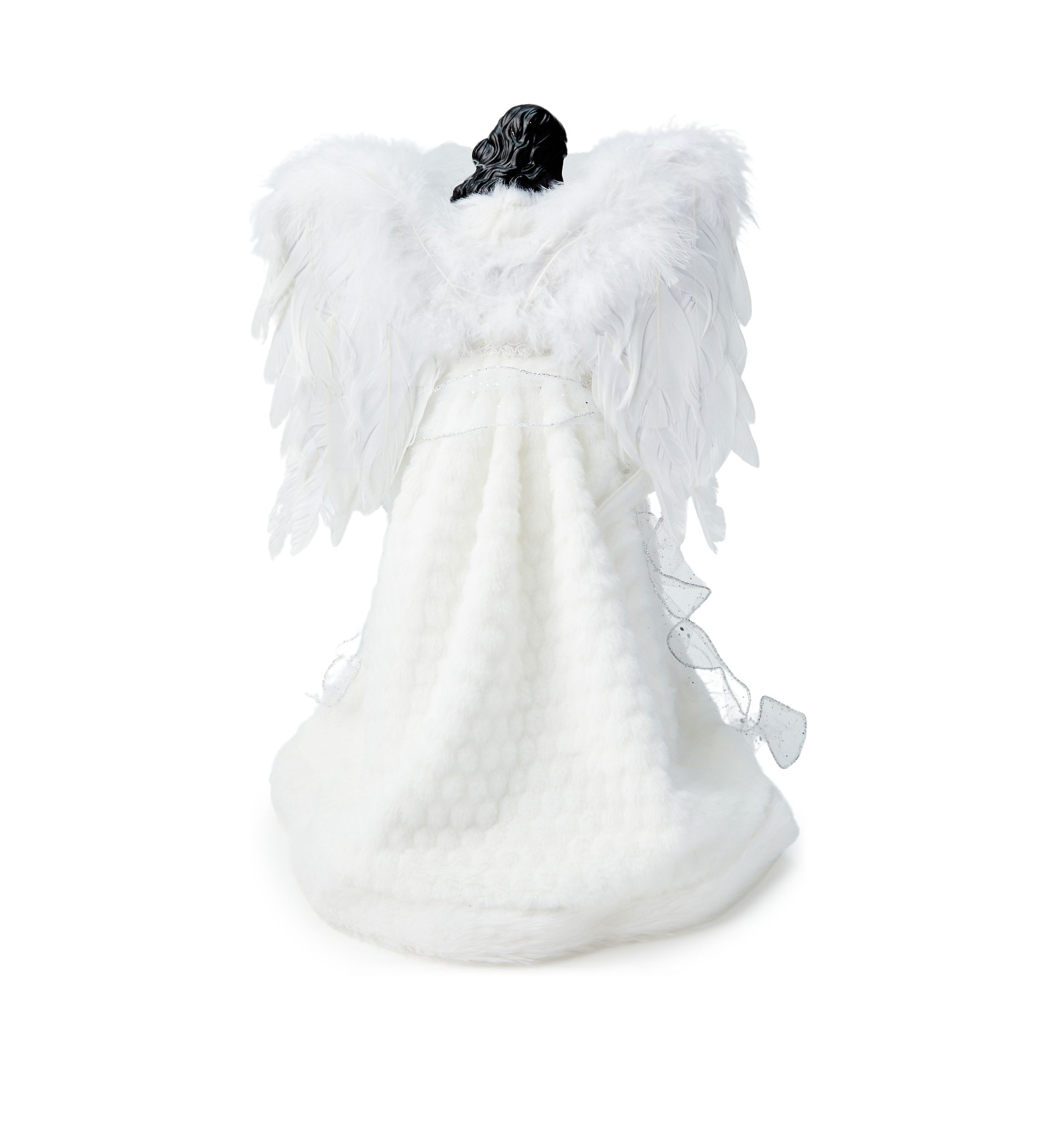 African American White Fur Angel Figurine