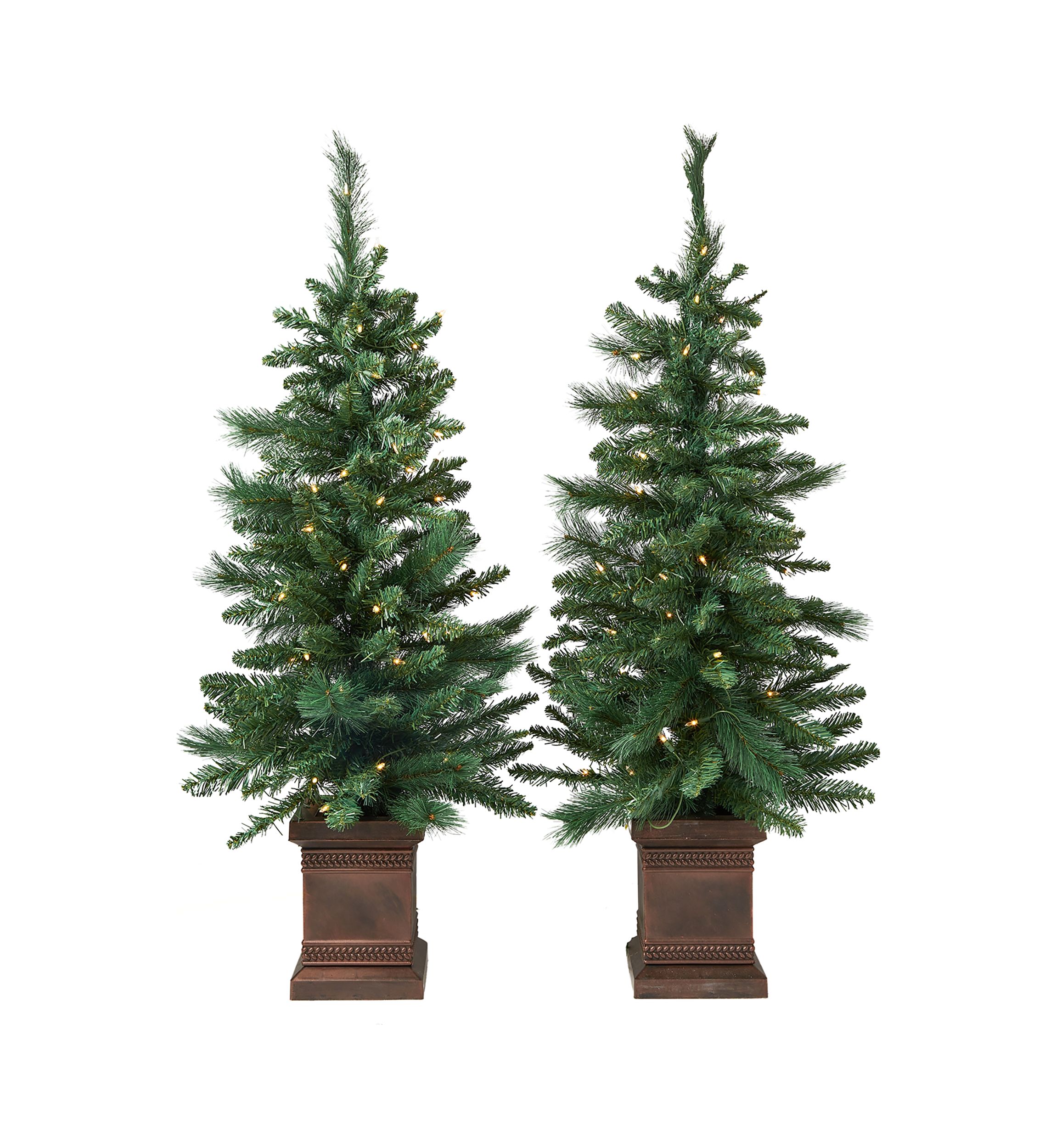 Green Pre-Lit Porch Trees, Set of 2
