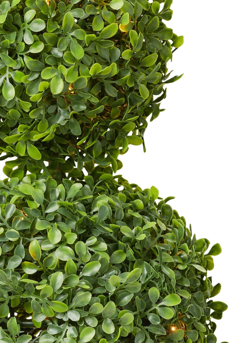 Set of 2 Pre Lit Sphere Topiary Trees