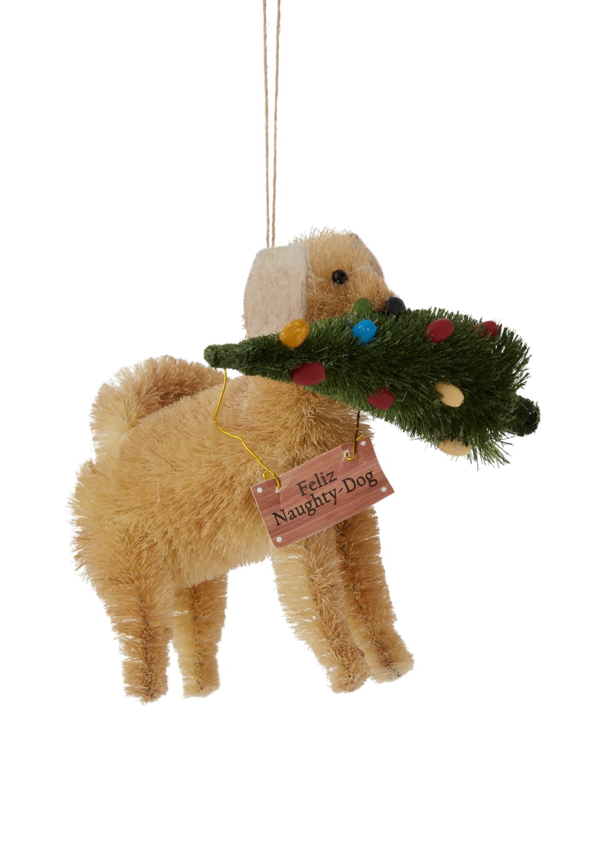 Dog and Christmas Tree Ornament