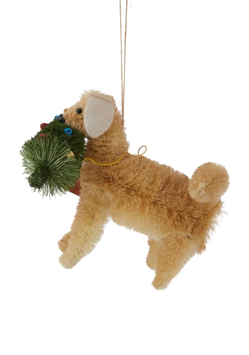 Dog and Christmas Tree Ornament