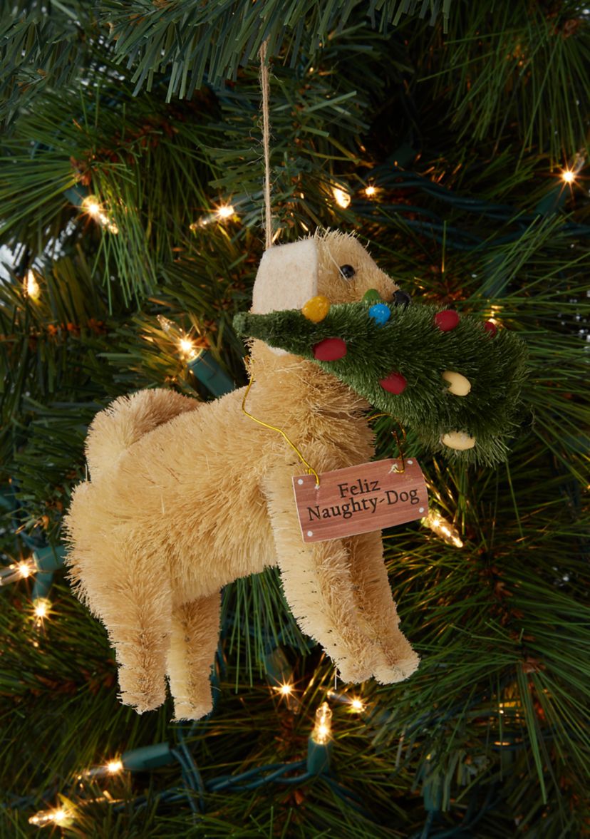 Dog and Christmas Tree Ornament
