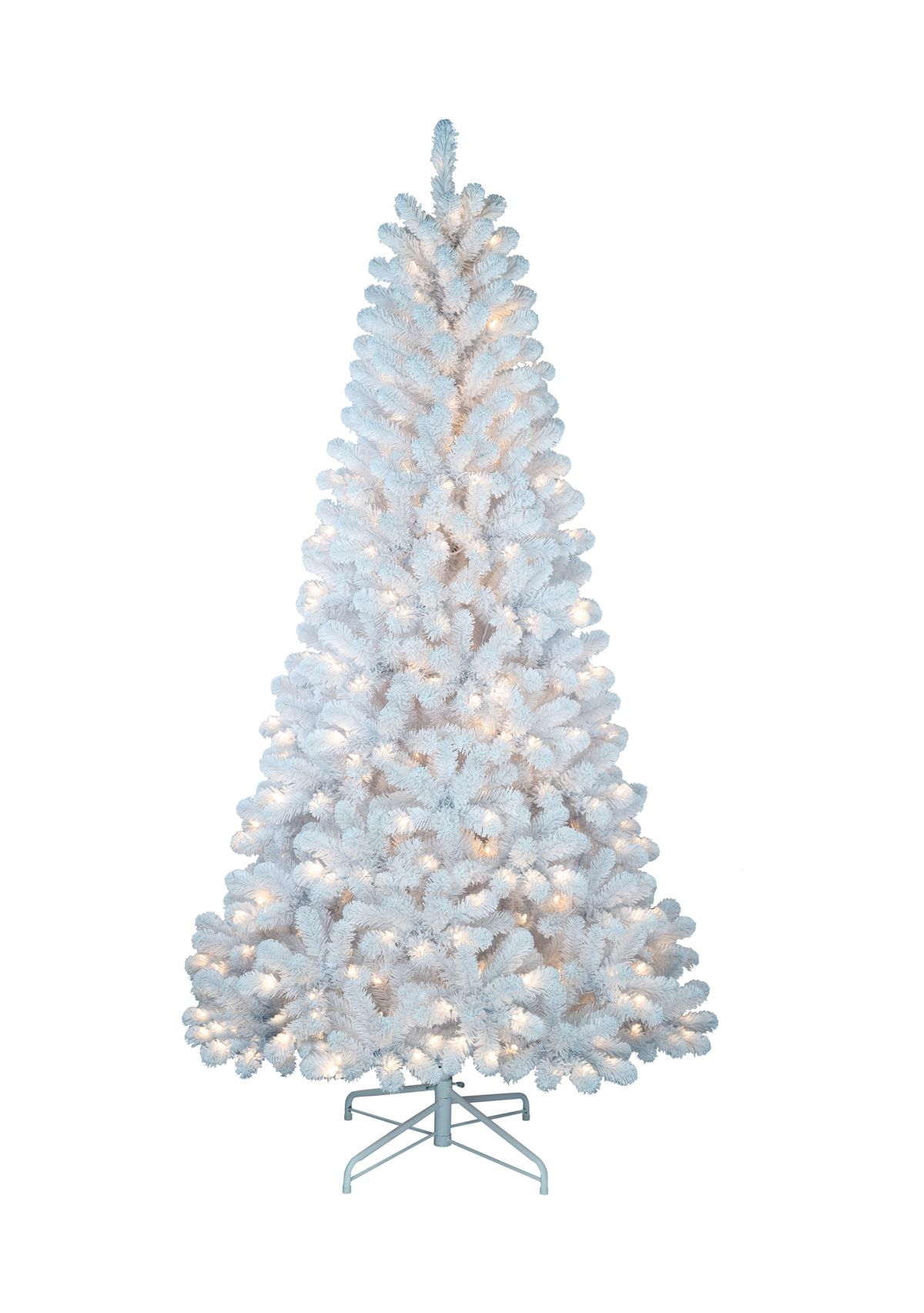 7.5 Foot Pre Lit White Flocked Christmas Tree